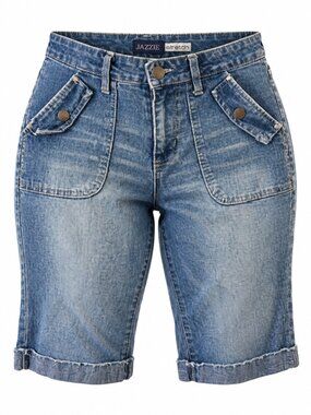 Vintage Y2K Jazzie Low Rise Utility Denim Bermuda Shorts Size 7/8